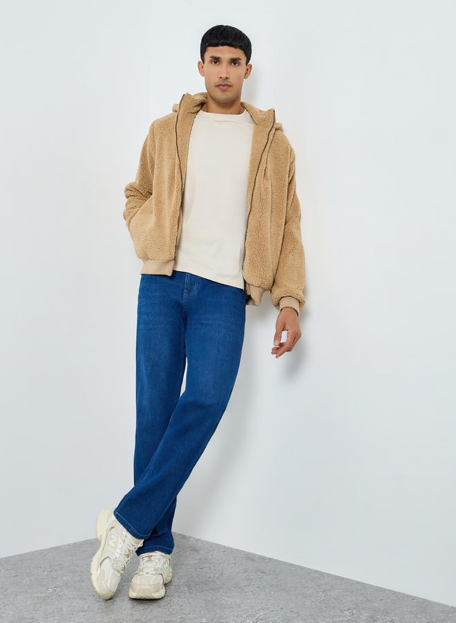 ستايلي جاكيت شيربا بقصة واسعة وياقة هودي - Image 2